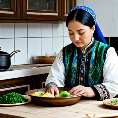 **

"A Kazakh woman in traditional clothing, fully clothed, preparing baursak in a modest kitchen setting, appropriate attire, safe for work, perfect anatomy, natural proportions, professional photography, high quality, family-friendly."

**